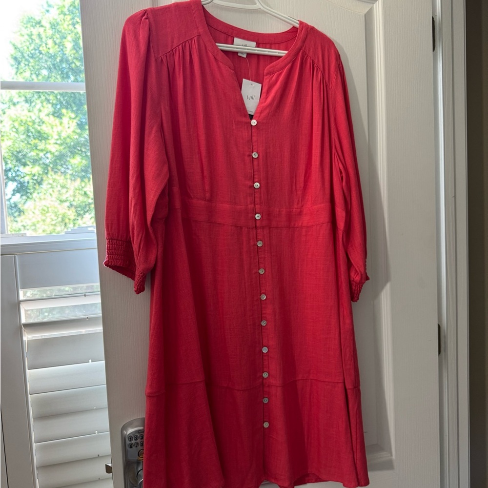 NWT J Jill Guava Button-Down Dress LP